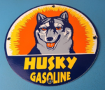 Vintage Husky Gasoline Porcelain Sign – Gas Service Motor Oil Pump Plate Sign