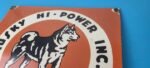 Vintage Husky Gasoline Sign – Hi Power Gas Motor Oil Pump Porcelain Sign - Image 8