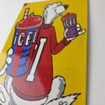 Vintage Icee Bear Sign – Ice Slushy Soda Porcelain Gas Pump Sign - Image 14