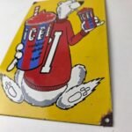 Vintage Icee Bear Sign – Ice Slushy Soda Porcelain Gas Pump Sign - Image 15