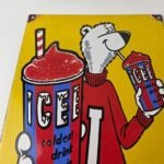 Vintage Icee Bear Sign – Ice Slushy Soda Porcelain Gas Pump Sign - Image 3