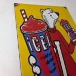 Vintage Icee Bear Sign – Ice Slushy Soda Porcelain Gas Pump Sign - Image 5