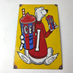 Vintage Icee Bear Sign – Ice Slushy Soda Porcelain Gas Pump Sign - Image 8