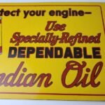 Vintage Indian Motorcycle Oil Sign – Porcelain Part Motor Service Parts Gas Sign - Image 3