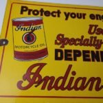 Vintage Indian Motorcycle Oil Sign – Porcelain Part Motor Service Parts Gas Sign - Image 4