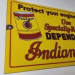 Vintage Indian Motorcycle Oil Sign – Porcelain Part Motor Service Parts Gas Sign - Image 6