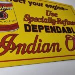 Vintage Indian Motorcycle Oil Sign – Porcelain Part Motor Service Parts Gas Sign - Image 7