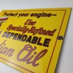 Vintage Indian Motorcycle Oil Sign – Porcelain Part Motor Service Parts Gas Sign - Image 8