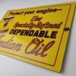 Vintage Indian Motorcycle Oil Sign – Porcelain Part Motor Service Parts Gas Sign - Image 9