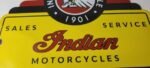 Vintage Indian Motorcycle Sign – Motor Bike Sales Service Parts Gas Enamel Sign - Image 4
