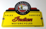 Vintage Indian Motorcycle Sign – Motor Bike Sales Service Parts Gas Enamel Sign