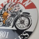 Vintage Indian Motorcycle Sign – Porcelain Advertising American Gas Station Sign - Image 9