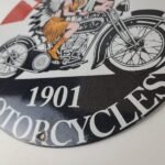 Vintage Indian Motorcycle Sign – Porcelain Advertising American Gas Station Sign - Image 10