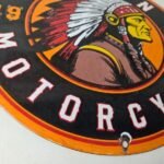 Vintage Indian Motorcycle Sign – Porcelain Gas Station Advertising Service Sign - Image 11
