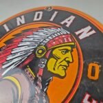 Vintage Indian Motorcycle Sign – Porcelain Gas Station Advertising Service Sign - Image 12