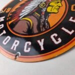 Vintage Indian Motorcycle Sign – Porcelain Gas Station Advertising Service Sign - Image 14