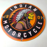 Vintage Indian Motorcycle Sign – Porcelain Gas Station Advertising Service Sign - Image 15
