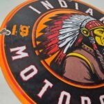 Vintage Indian Motorcycle Sign – Porcelain Gas Station Advertising Service Sign - Image 6