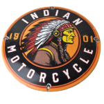 Vintage Indian Motorcycle Sign – Porcelain Gas Station Advertising Service Sign - Image 2