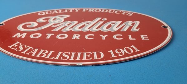 Vintage Indian Motorcycle Sign – Porcelain Quality Products Parts Gas Sign - Image 11