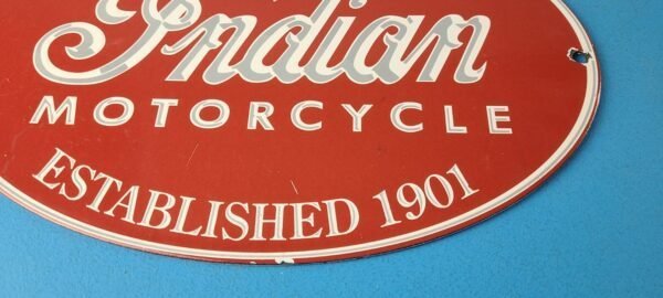 Vintage Indian Motorcycle Sign – Porcelain Quality Products Parts Gas Sign - Image 12
