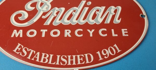 Vintage Indian Motorcycle Sign – Porcelain Quality Products Parts Gas Sign - Image 4