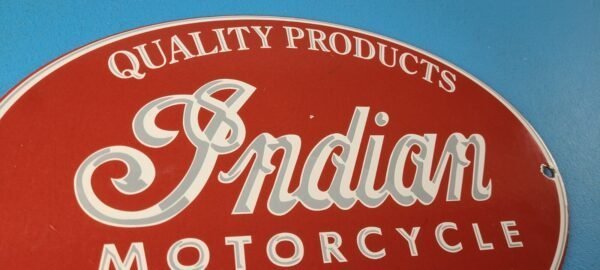 Vintage Indian Motorcycle Sign – Porcelain Quality Products Parts Gas Sign - Image 5