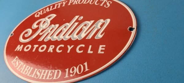 Vintage Indian Motorcycle Sign – Porcelain Quality Products Parts Gas Sign - Image 9