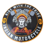 Vintage Indian Motorcycle Sign – Porcelain Ride Tribe Gas Station Sign - Image 2