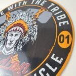 Vintage Indian Motorcycle Sign – Porcelain Ride Tribe Gas Station Sign - Image 9