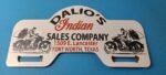 Vintage Indian Motorcycle Sign Topper – Gas Porcelain License Plate Topper