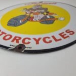 Vintage Indian Motorcycles Sign -Flintstones Bike Sign – Gas Pump Porcelain Sign - Image 11