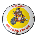 Vintage Indian Motorcycles Sign -Flintstones Bike Sign – Gas Pump Porcelain Sign