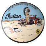 Vintage Indian Motorcycles Sign – Porcelain Chief Horse Convex Button Gas Sign