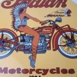 Vintage Indian Motorcycles Sign – Porcelain Gas Pump Service Station Sign - Image 4