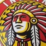 Vintage Indian Porcelain Sign – Chief Headdress Motorcycle Logo Sign - Image 3