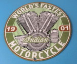 Vintage Indian Sign – Porcelain World's Fastest Motorcycle Gas Station Sign