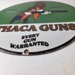 Vintage Ithaca Guns Hunter Porcelain Signs – Hammerless Every Gun Warranted Sign - Image 9