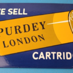 Vintage James Purdey Sign – Hunting Firearm Makers Shot Gun Gas Porcelain Sign