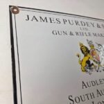 Vintage James Purdey Sign – Hunting Gun Firearm Makers Shot Gas Porcelain Sign - Image 5