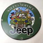 Vintage Jeep Porcelain Sign – Garage Shop Gas Service Station Pump Plate Sign - Image 15