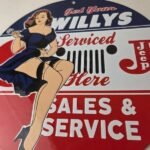 Vintage Jeep Vehicles Porcelain Sign – Gas Pump Sales Service Sign - Image 4