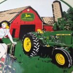 Vintage John Deere Pin Up Porcelain Sign – Barn Tractor Farm Girl Sign - Image 4