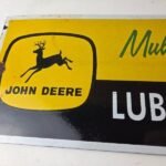 Vintage John Deere Porcelain Sign – Farm Tractor Gas Pump Multi Luber Sign - Image 3