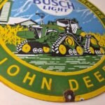 Vintage John Deere Sign – Busch Light Porcelain Farm Tractor Gas Pump Sign - Image 11