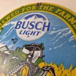 Vintage John Deere Sign – Busch Light Porcelain Farm Tractor Gas Pump Sign - Image 12
