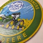 Vintage John Deere Sign – Busch Light Porcelain Farm Tractor Gas Pump Sign - Image 13