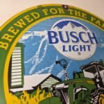 Vintage John Deere Sign – Busch Light Porcelain Farm Tractor Gas Pump Sign - Image 5