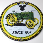 Vintage John Deere Sign – Farm Implements Advertising Gas Porcelain Sign