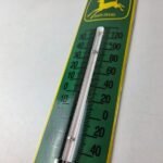 Vintage John Deere Sign – Service Guage Gas Pump Sign on Porcelain Thermometer - Image 8